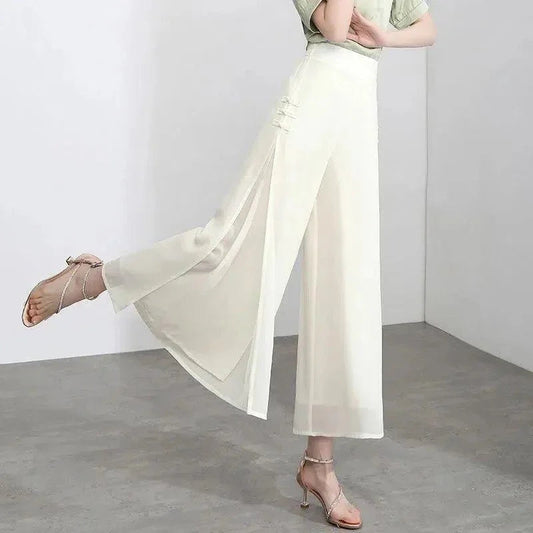 Calça Saia Palazzo™ com Dupla Camada em Chiffon / Desfile Exalando o Máximo de Beleza e Glamour!