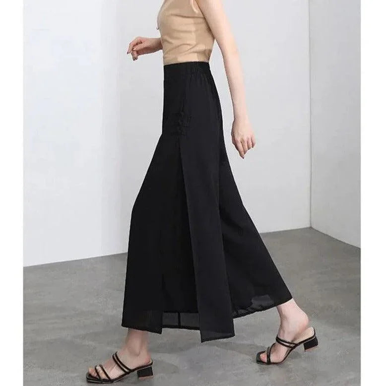Calça Saia Palazzo™ com Dupla Camada em Chiffon / Desfile Exalando o Máximo de Beleza e Glamour!