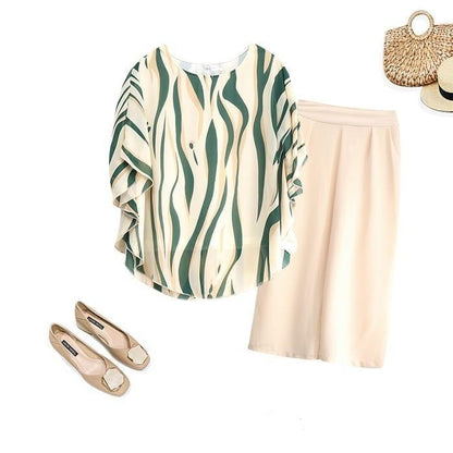 Conjunto Mykonos™ com Blusa Super Soltinha de Estampas Abstratas + Calça Pantalona / Sofisticação e Frescor Inspirados na Moda Grega!
