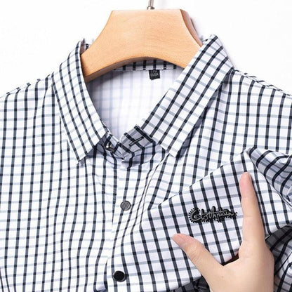 Camisa em Seda Gelo Captain™  Xadrez Náutico para o Homem de Prestígio!