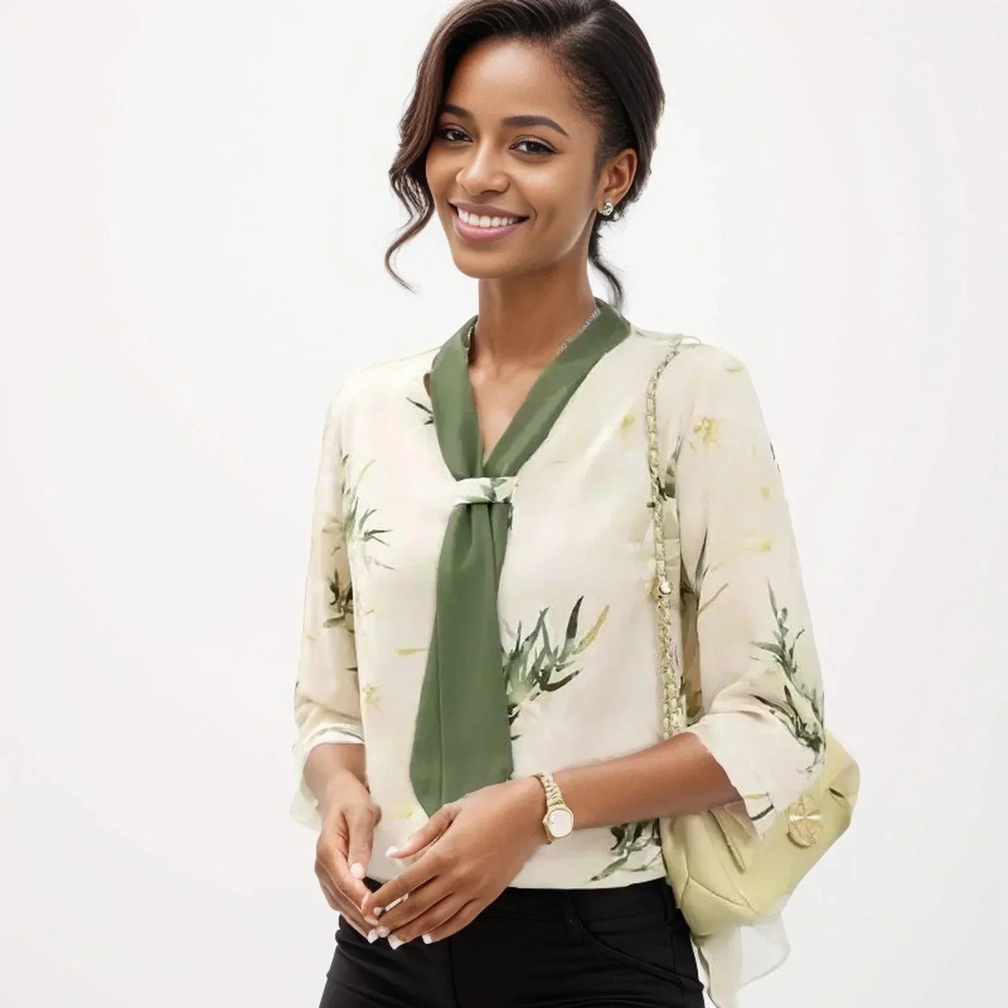 Blusinha Joana d'Arc™ com Gola Aeromoça  / Seda Gelo com Elastano para Elegância e Conforto!