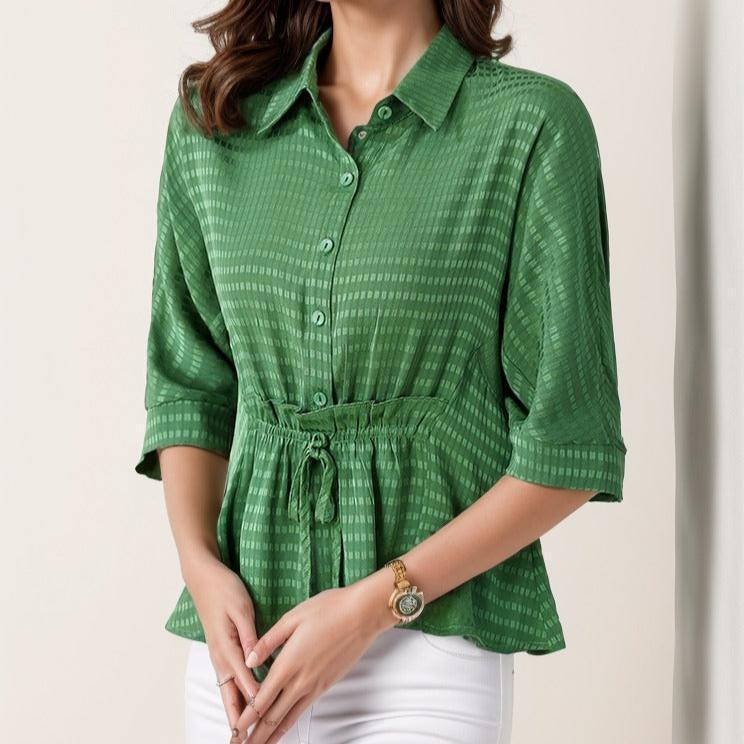 Camisa Angel™ em Tecido Leve com Ajuste na Cintura / Sofisticação Versátil para um Look Confortável e Elegante!