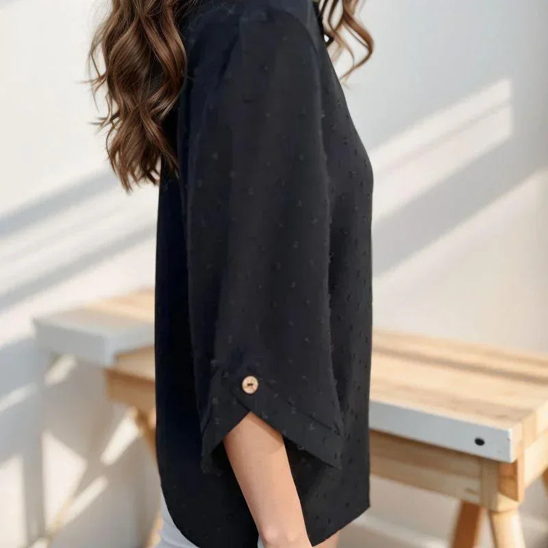 [Promoção: Compre 1 e Leve 2] Blusinha Eliza™ com Tecido Texturizado de Linho com Popelina / Toque Sofisticado e Leveza que Abraçam a Mulher Autêntica!