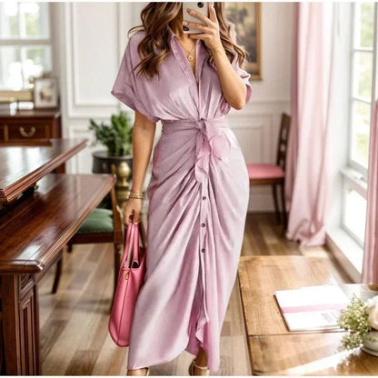 Vestido Elysia™ em Malha Turca com Amarração Frontal / Elegância Sofisticada para Momentos de Pura Exclusividade!