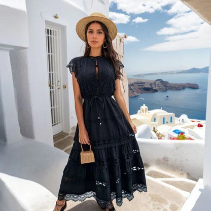 Vestido Bleu™ em Renda Delicada com Camadas Vazadas / Sofisticação e Romance Para Momentos Inesquecíveis!