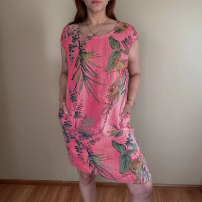 [COMPRE 1 E LEVE 2] Vestido Ravello™ em Algodão Leve com Estampa Botânica / Elegância Natural e Conforto para Todas as Ocasiões!
