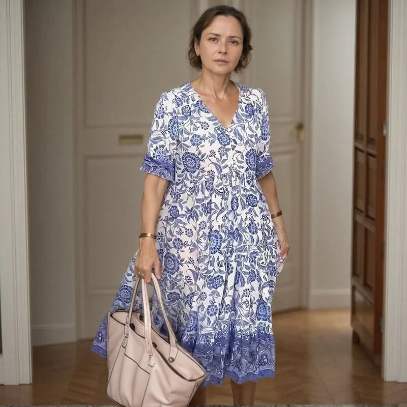 Vestido Pompeia™ em Viscolinho com Toque Artesanal / Um Toque de Arte e Charme em Cada Movimento!