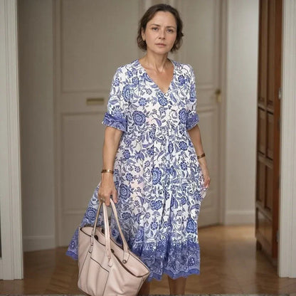 Vestido Pompeia™ em Viscolinho com Toque Artesanal / Um Toque de Arte e Charme em Cada Movimento!