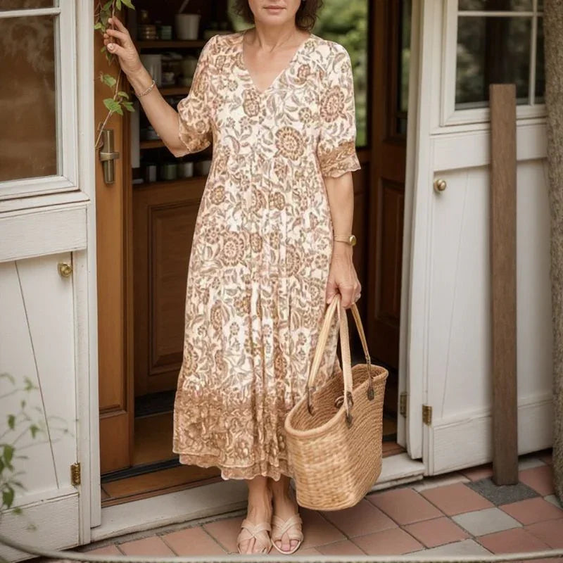 Vestido Pompeia™ em Viscolinho com Toque Artesanal / Um Toque de Arte e Charme em Cada Movimento!