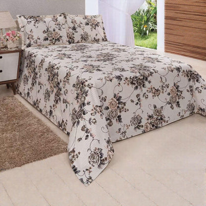 Jogo de Cama Floratta™ 3 Peças em Piquet Texturizado para Noites Aconchegantes / Toque Macio e Estampa Sofisticada para um Quarto Elegante!