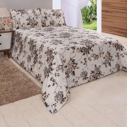 Jogo de Cama Floratta™ 3 Peças em Piquet Texturizado para Noites Aconchegantes / Toque Macio e Estampa Sofisticada para um Quarto Elegante!
