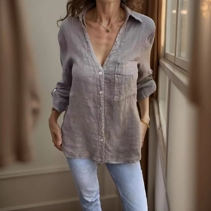 [COMPRE 1 E LEVE 2] Camisa Amélia™ em Viscolinho com Botões Madre Pérola / Leveza e Sofisticação para a Mulher Elegante!