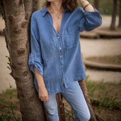 [COMPRE 1 E LEVE 2] Camisa Amélia™ em Viscolinho com Botões Madre Pérola / Leveza e Sofisticação para a Mulher Elegante!