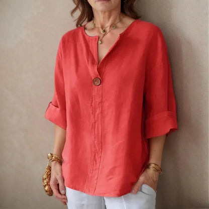 [COMPRE 1 E LEVE 2] Camisa Madri™ em Linho de Algodão com Botão Artesanal / Sofisticação e Conforto que Abraçam Você!