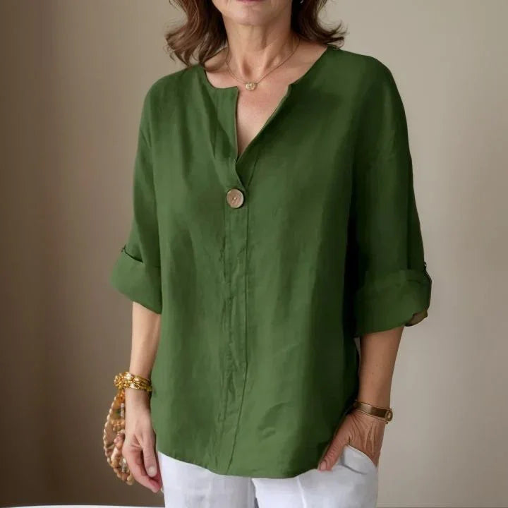 [COMPRE 1 E LEVE 2] Camisa Madri™ em Linho de Algodão com Botão Artesanal / Sofisticação e Conforto que Abraçam Você!
