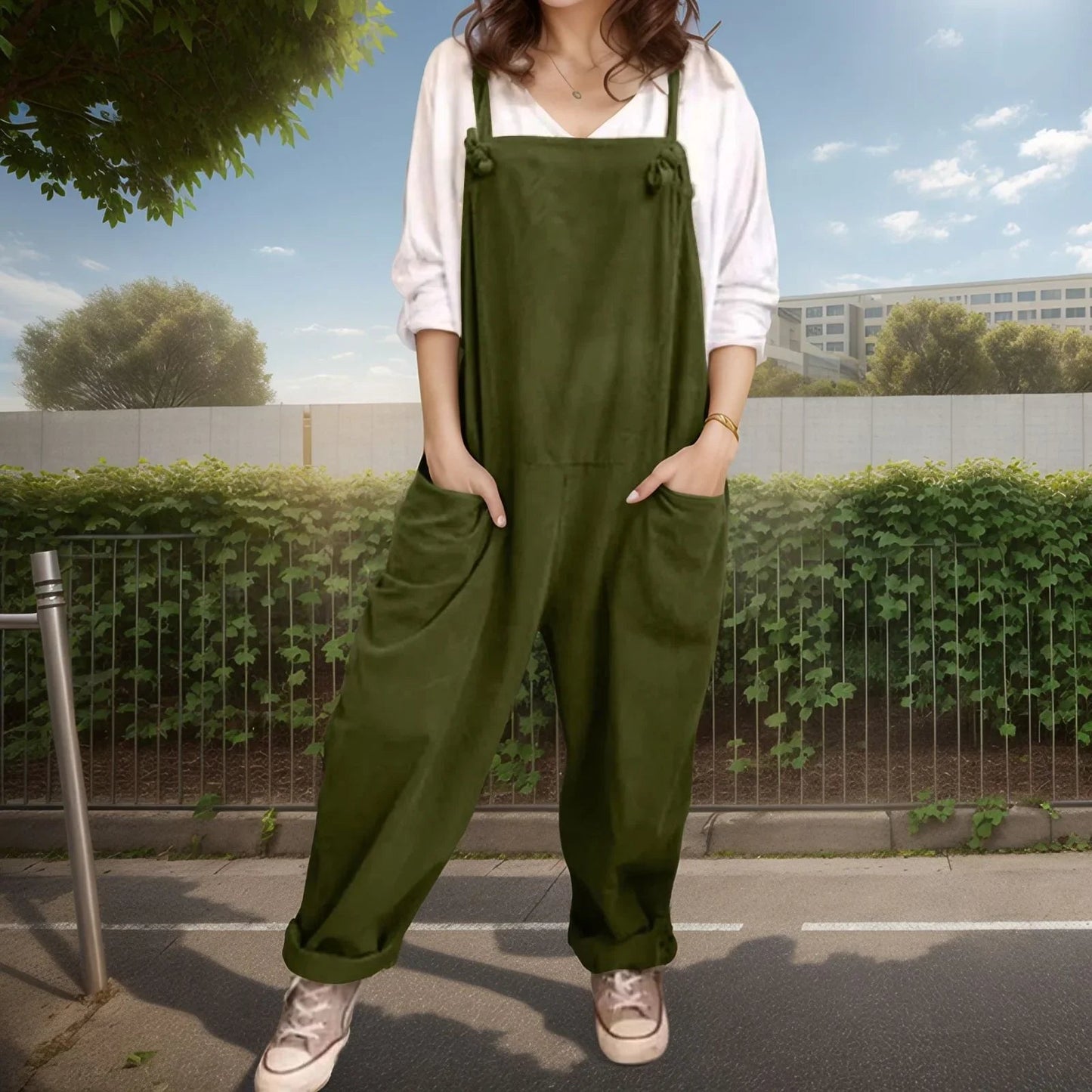 Macacão Amélia™ com Design Oversized e Bolsos Estilosos / Para Quem Vive com Liberdade e Elegância Despojada!