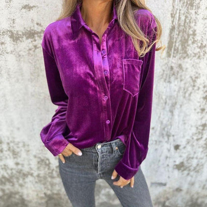 Camisa Parisienne™ com Toque Aveludado para Meia Estação / Um Toque de Charme Francês para Dias com Clima Suave!