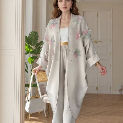 Conjunto Botanika™ com Kimono Bordado e Calça Fluida / Arte, Leveza e Estilo para Quem Vive em Harmonia com o Belo