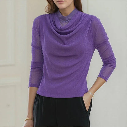 Tricot Leve Ravena™ com Textura Visual de Veludo e Transparência Estratégica / Um Luxo Atemporal para Mulheres Reais