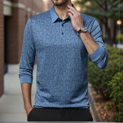Polo Manga Longa Camden™ em Malha Soft Texturizada / Sofisticação Casual e Caimento que Valoriza o Corpo Sem Apertar!