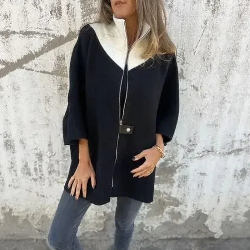 Casaco Georgia Flair™ com Gola Contrastante e Modelagem Ampla / A Sofisticação Urbana em sua Versão Mais Autêntica!