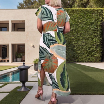 Vestido Tropicália™ em Viscose Premium com Estampa Tropical Artística / Onde o Conforto Encontra a Arte da Natureza!