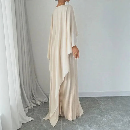 Vestido L'Opéra™ com Sobreposição Fluida e Plissado Delicado / Postura, Estilo e Refinamento em Uma Só Peça!