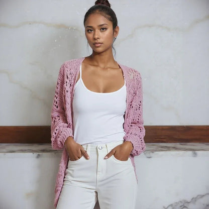 Cardigan Serena™ com Trama de Algodão Artesanal e Caimento Perfeito / Liberdade e Elegância Natural para Mulheres que Sabem se Vestir com Alma.