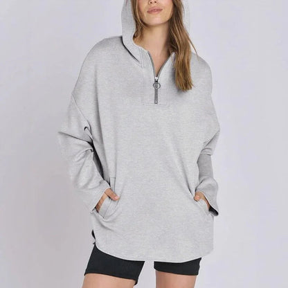 Moletom Estilo Túnica Aurelia™ em Malha Premium com Zíper ¼ / Sofisticação Descomplicada para Todas as Estações