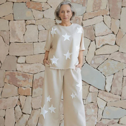 Conjunto Estrelato™ Em Mescla De Viscose e Algodão / Conforto Despojado com Toque Fashion e Estilo Atemporal!