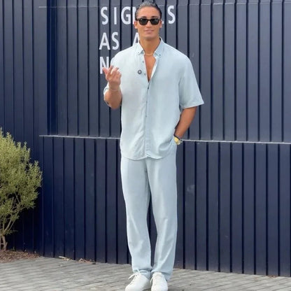 Conjunto Capri Uomo™ em Tecido Inteligente com Design Minimalista / O Luxo Europeu Mediterrâneo para o Verão 2025-2026