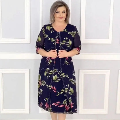 Vestido Magnolia Belle™ com Dupla Camada e Estampa Floral Aérea / Elegância Eterna em um Toque de Leveza e Movimento!