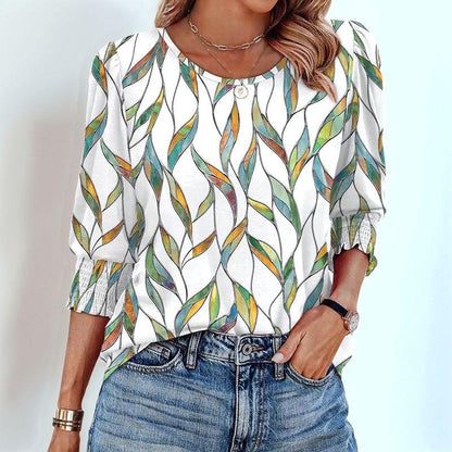 [COMPRE 1, LEVE 2] Blusinha Meriva™ com Punhos Franzidos e Estampas Exclusivas / Charme Atemporal para Todos os Momentos!