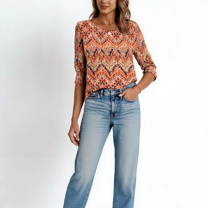 [COMPRE 1, LEVE 2] Blusinha Meriva™ com Punhos Franzidos e Estampas Exclusivas / Charme Atemporal para Todos os Momentos!