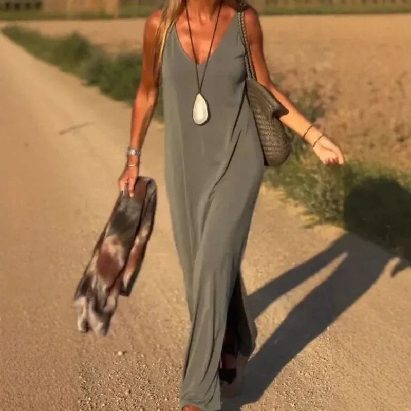 Vestido Terra Nostra™ com Alças Confortáveis e Malha Leve / Conforto, Frescor e Feminilidade sem Esforço!