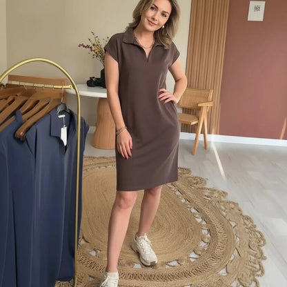 Vestido Polo Solene™ com Design Minimalista Elegante / Uma Peça Essencial para a Mulher Contemporânea!