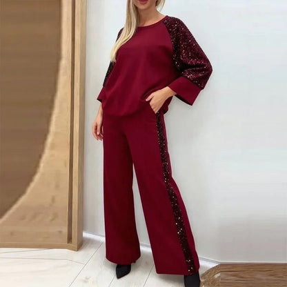 Conjunto Valentina™ com Mangas em Paetê e Caimento Sofisticado / Conforto Moderno com Brilho na Medida Certa