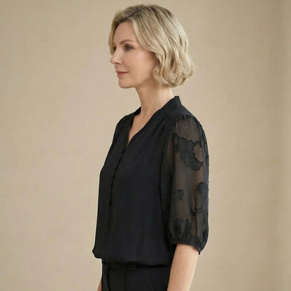 [COMPRE 2 E LEVE 3] Blusinha Bellezza™ em Popelina com Mangas Translúcidas