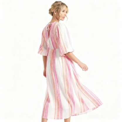 Vestido Valéria™ em Viscose Leve com Decote em V e Mangas Soltas