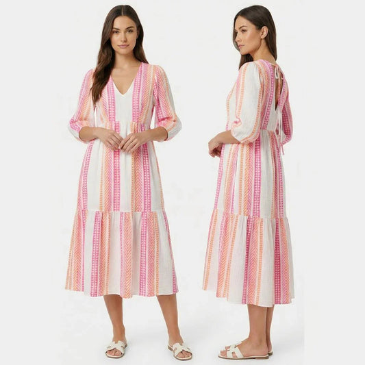 Vestido Valéria™ em Viscose Leve com Decote em V e Mangas Soltas