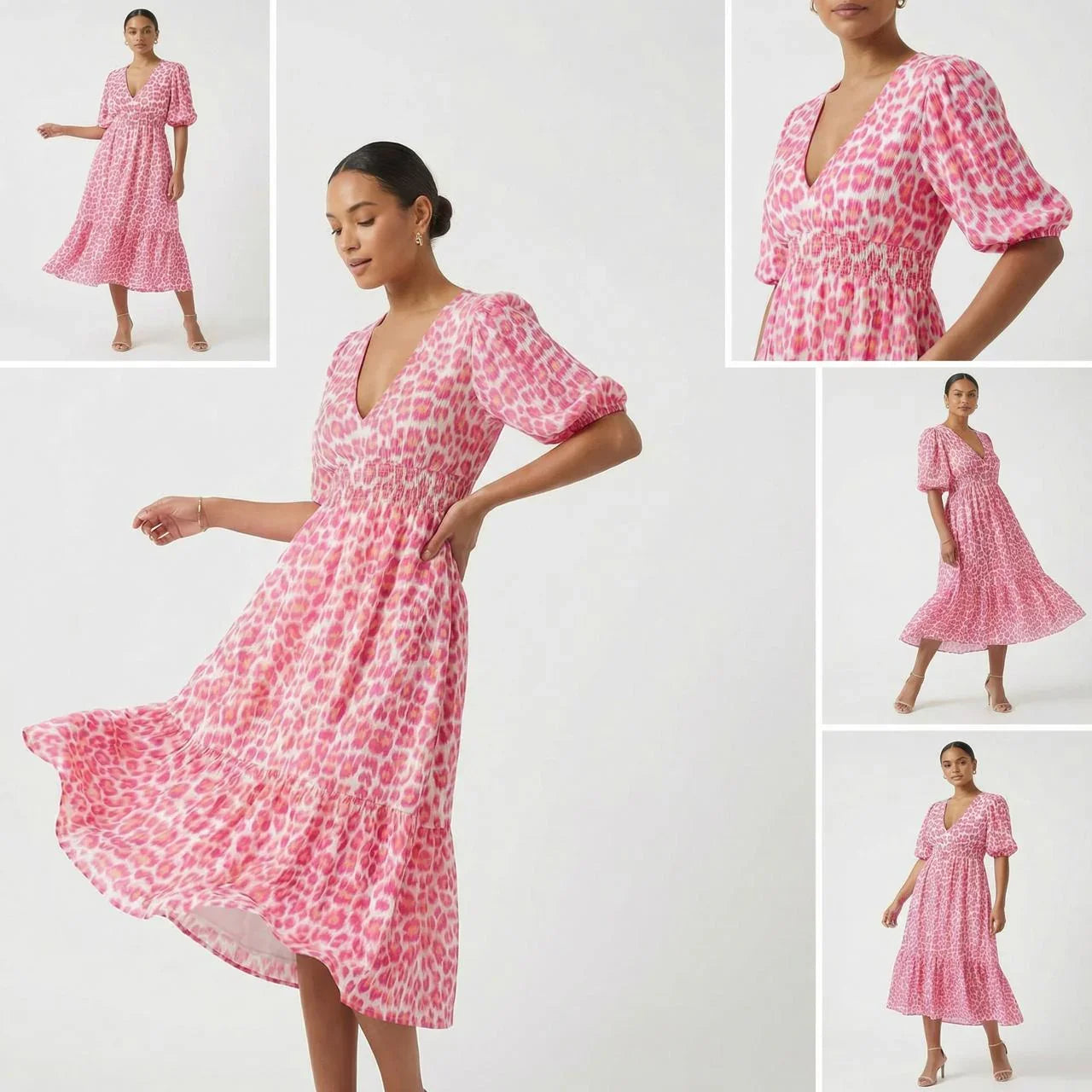 Vestido Valéria™ em Viscose Leve com Decote em V e Mangas Soltas