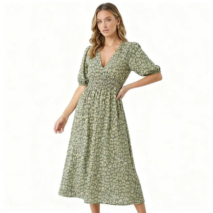 Vestido Valéria™ em Viscose Leve com Decote em V e Mangas Soltas