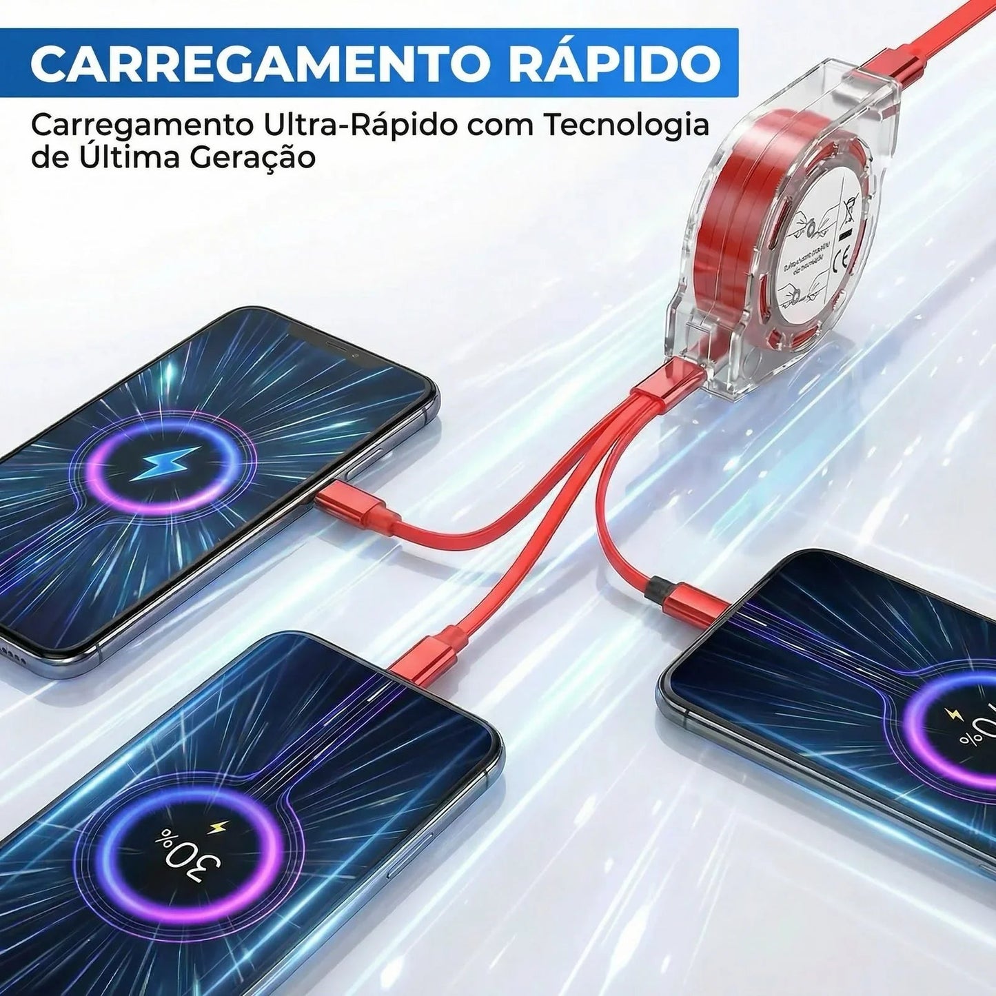 Cabo USB Retrátil 3 em 1 com Carregamento Rápido – Modern Lar™