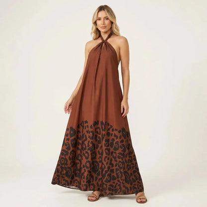 Vestido Longo Isla Nômade™ em Viscose Fluida com Estampa Selvagem