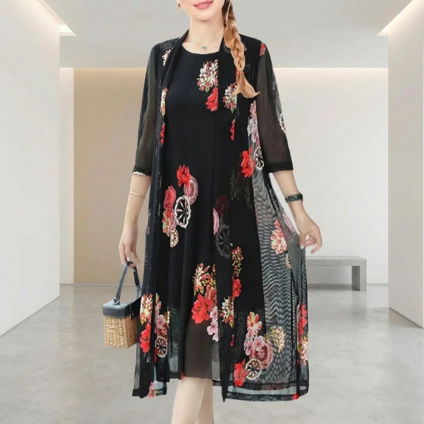 Conjunto Sunny Vestido + Cardigã / Conforto Atemporal com o Melhor do Design Floral!