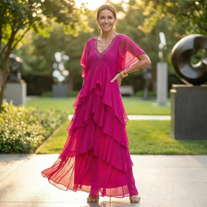 Vestido Fluído Chic Bella™ Em Camadas / A Combinação Perfeita de Conforto e Estilo para Todas as Estações!