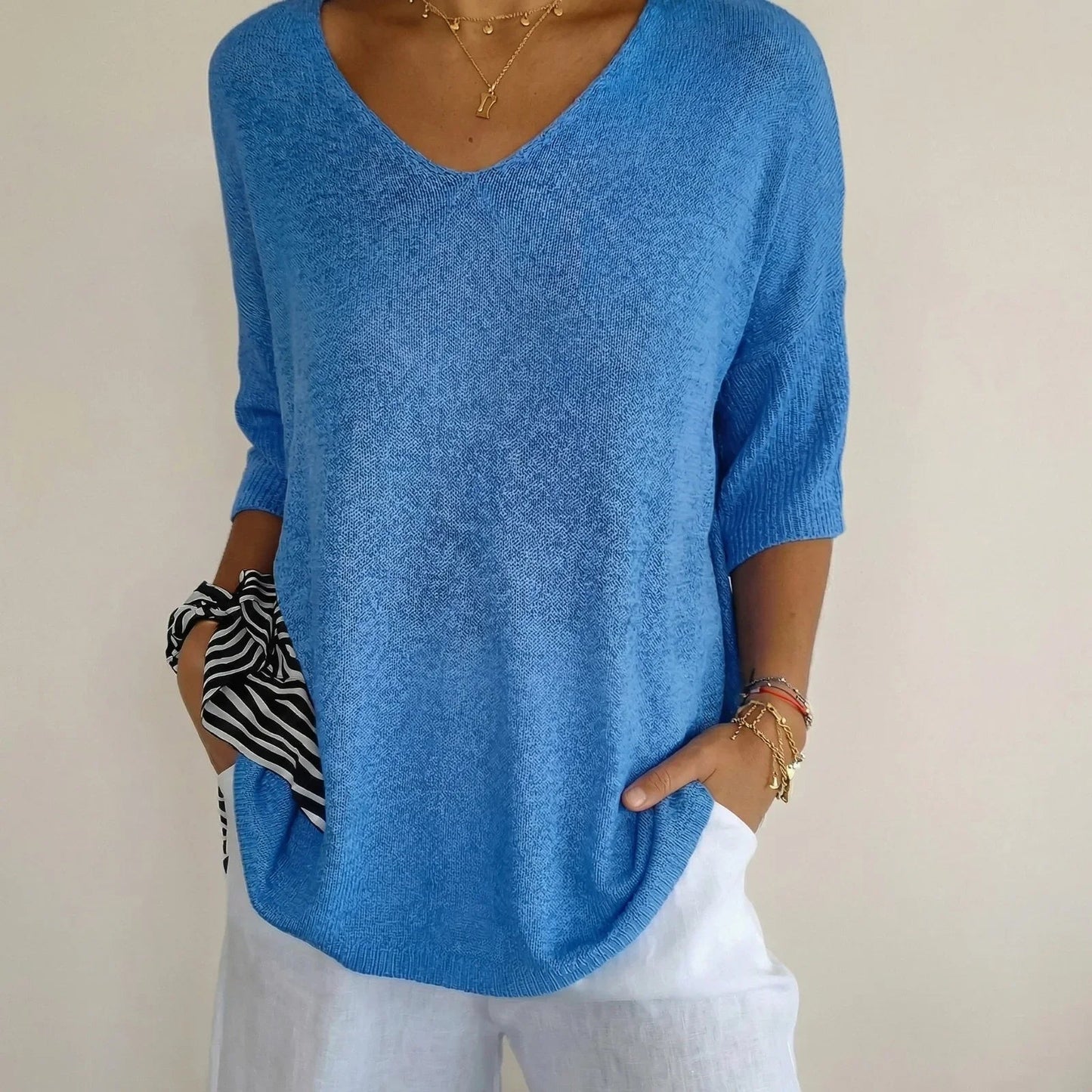 Blusa Carmim™ em Malha de Tricô Texturizada