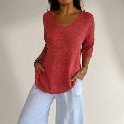Blusa Carmim™ em Malha de Tricô Texturizada
