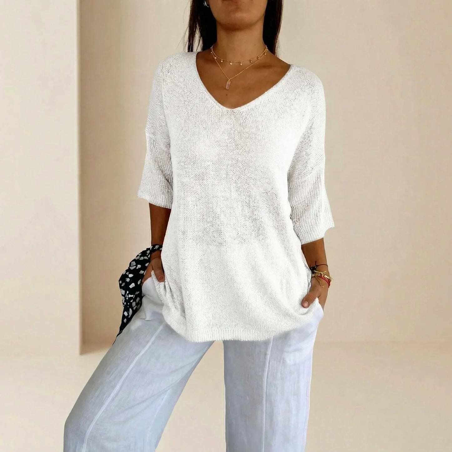Blusa Carmim™ em Malha de Tricô Texturizada