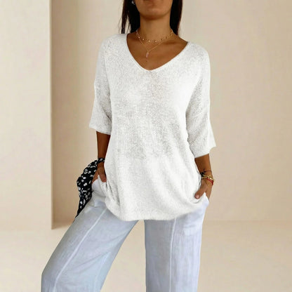 Blusa Carmim™ em Malha de Tricô Texturizada